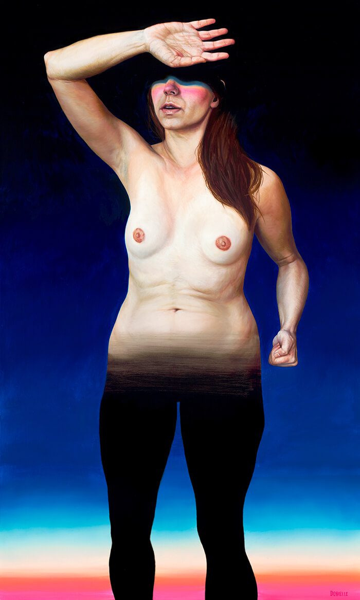 Dorielle Caimi, After a Long Night, 2019, oil on canvas, 60 x 36 in.