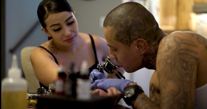 A tattoo scene from Frank Blazquez's documentary film. 
