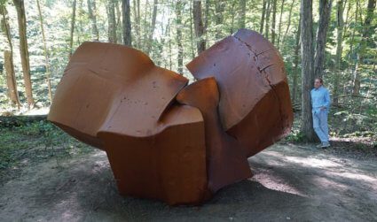 monumental outdoor abstract steel sculpture by Tom Joyce