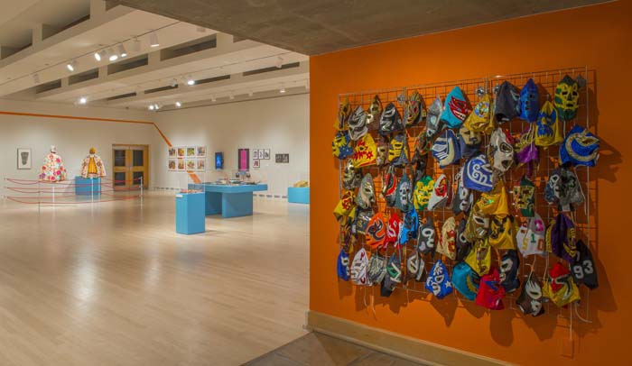 Installation view of Lucha Libre exhibition at ASU Art Museum