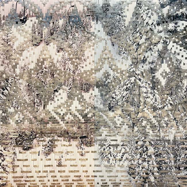 Artwork made of woven archival inkjet prints by Sarah Sense (Chitimacha / Choctaw).