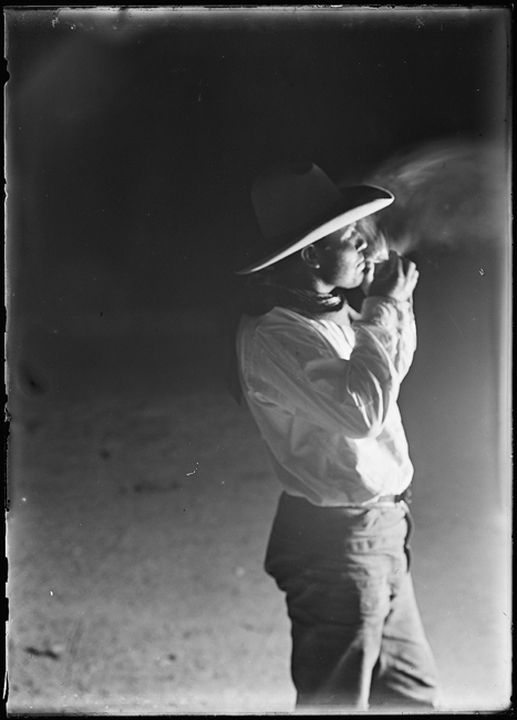Outriders exhibition includes Erwin E. Smith's Cowboy lighting a hand-rolled cigarette...