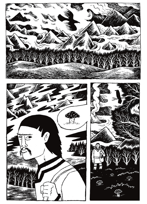 A black and white page from T Edward Bak’s Sea of Time: Chapter One on Floating World Comics