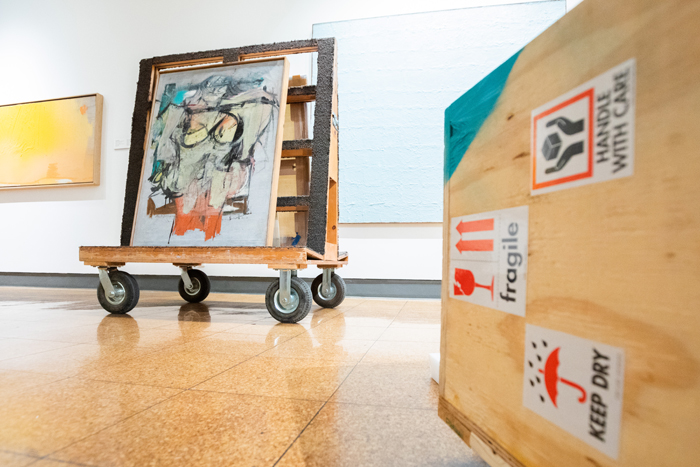 Willem de Kooning Woman-Ochre uncrated at University of Arizona Museum of Art