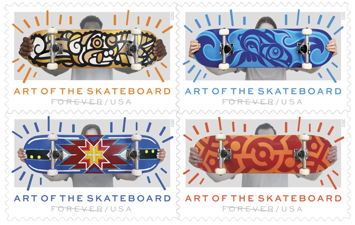 Art of the Skateboard sheet of stamps