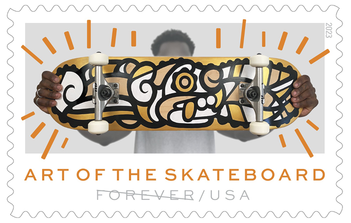 Art of the Skateboard stamp by Federico Frum (AKA MasPaz)