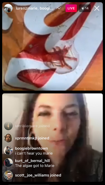 Marie Lorenz and Melissa Brown's Instagram Live performance Flotsomancy