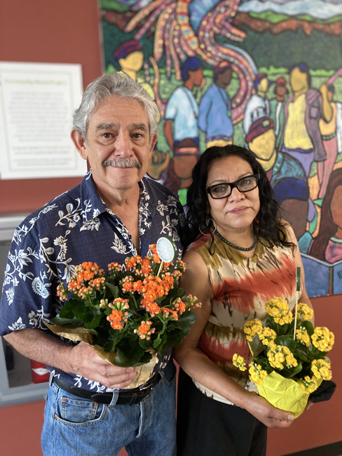 Tony Ortega and wife Sylvia Montero in 2022 at the Rodolfo "Corky" Gonzales mural dedication
