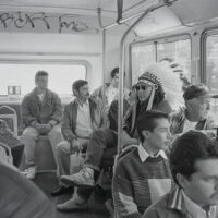 Zig Jackson (MandanHidatsaArikara, b. 1957), Indian Man on the Bus, Mission District, San Francisco, California, 1994. Inkjet print. Amon Carter Museum of American Art, Fort W