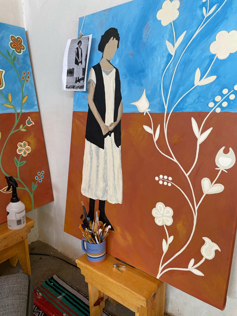 A painting inside the Jemez Pueblo studio of Kathleen Wall