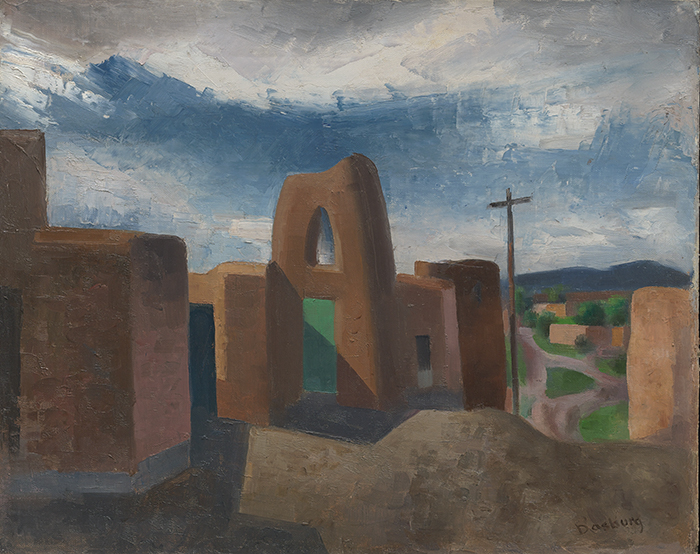 Harwood Museum of Art represented in Andrew Dasburg's Ledoux Street, Taos, New Mexico, (Harwood)