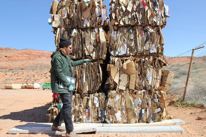 Brendan Sullivan Shea designed sustainable structures from cardboard bales during his Moab Arts Reuse Residency 