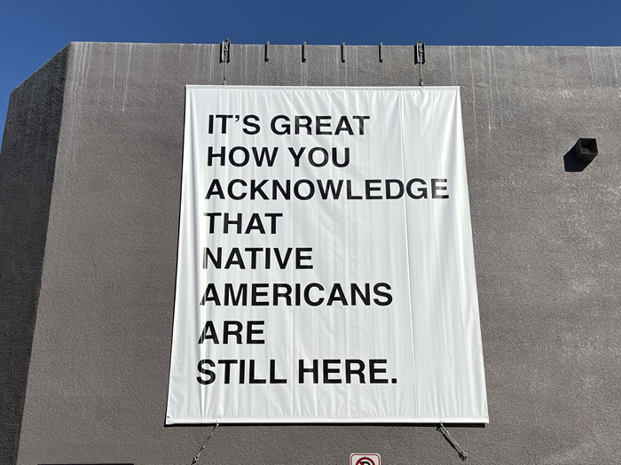 The Native Guide Project banner by Anna Tsouhlarakis reads "It's Great How You Acknowledge that Native Americans are Still Here."