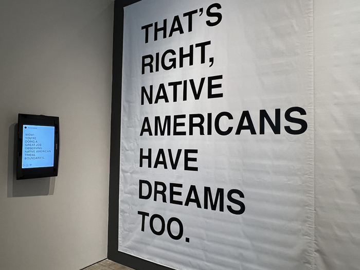 The Native Guide Project banner by Anna Tsouhlarakis inside of Scottsdale Museum of Contemporary Art