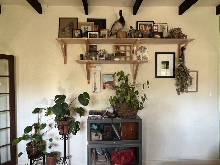 Exploring photographs and other objects displayed in lydia see’s Tucson home