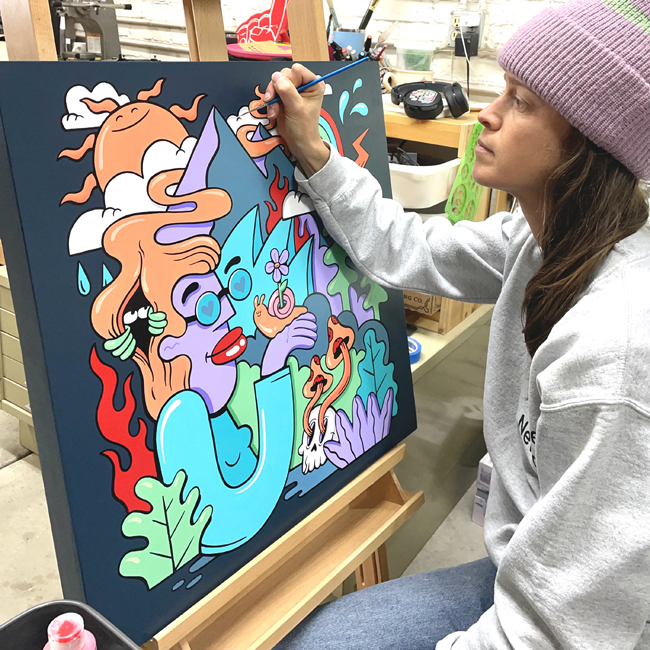 Hannah Eddy paints in her Reno, Nevada studio