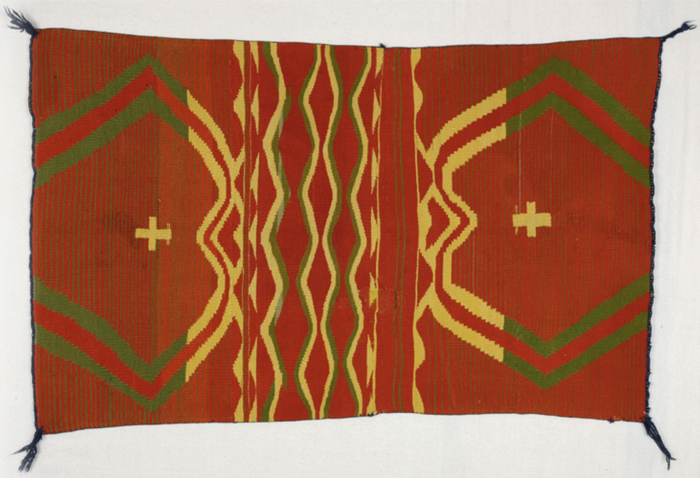 Horizons: Weaving Between the Lines with Diné Textiles, Wearing Blanket with Spider Design