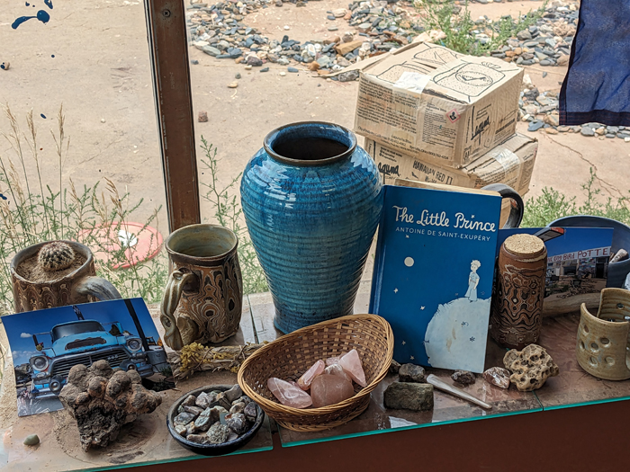 Monk King Bird Pottery pottery and The Little Prince book