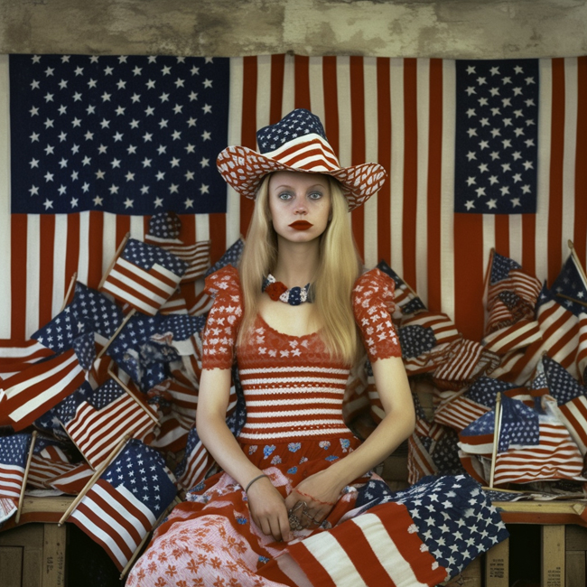 Todd Dobbs, Photograph of a Typical American, woman and American flags