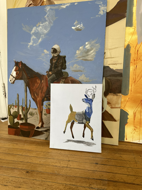 George Alexander paintings of astronaut and deer