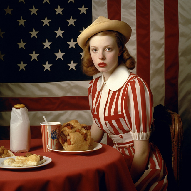 Todd Dobbs, Photograph of a Typical American, vintage woman and food