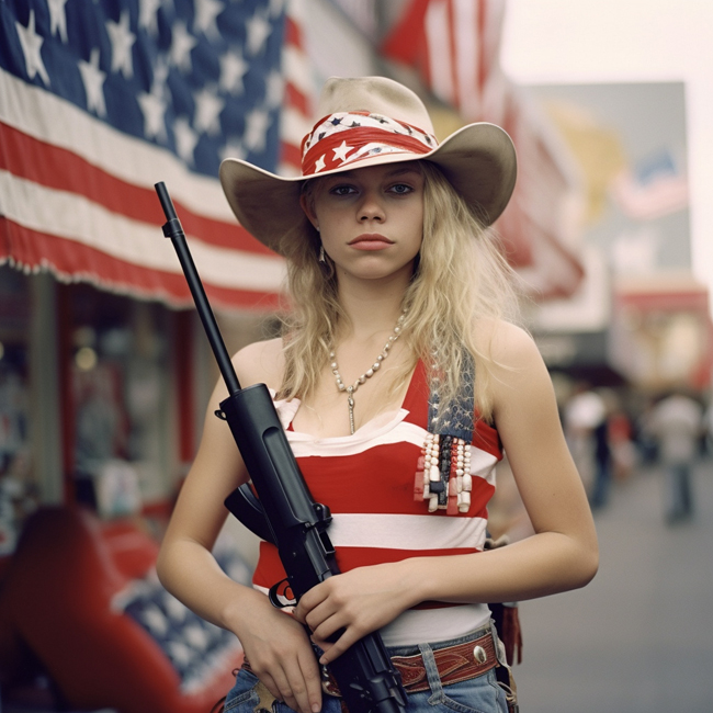 Todd Dobbs, Photograph of a Typical American, woman and gun