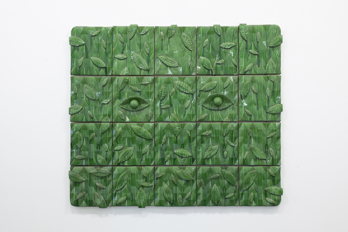 Del Harrow, Artemis, ceramic tiles with leaves and eyes