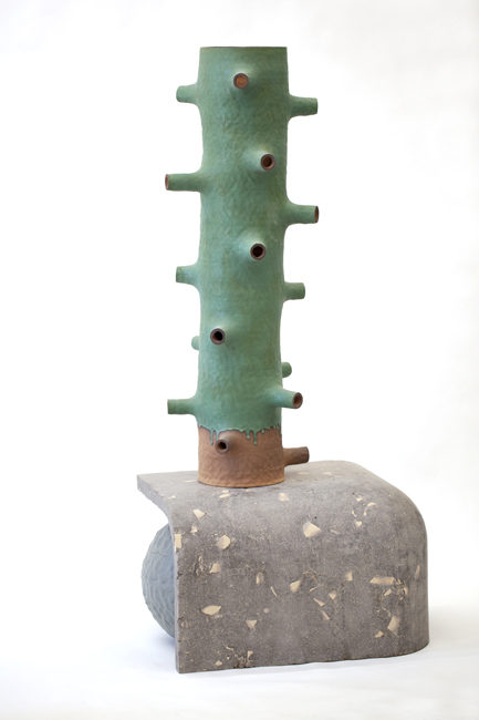 Del Harrow, Green Tree is a ceramic stoneware sculpture with a terrazzo texture