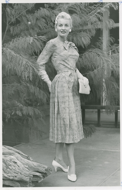 Archival photo of a woman wearing a Lloyd Kiva New design