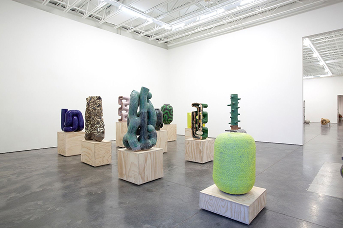 Del Harrow, No Ideas but In Things, installation view at Haw Contemporary with various sculptures 