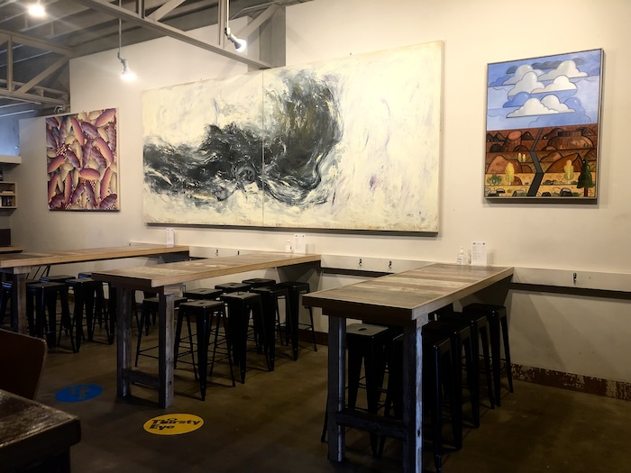 EXHIBIT/208 Group Show paintings on view at Thirsty Eye by artists AAron Karp, Marc McCamey, and Richard Thompson