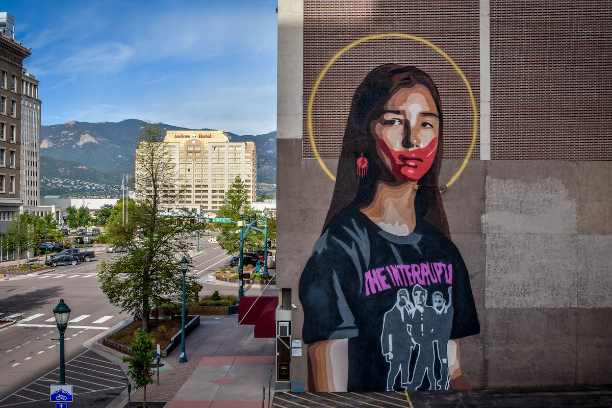 Gregg Deal's Take Back The Power mural in Colorado Springs