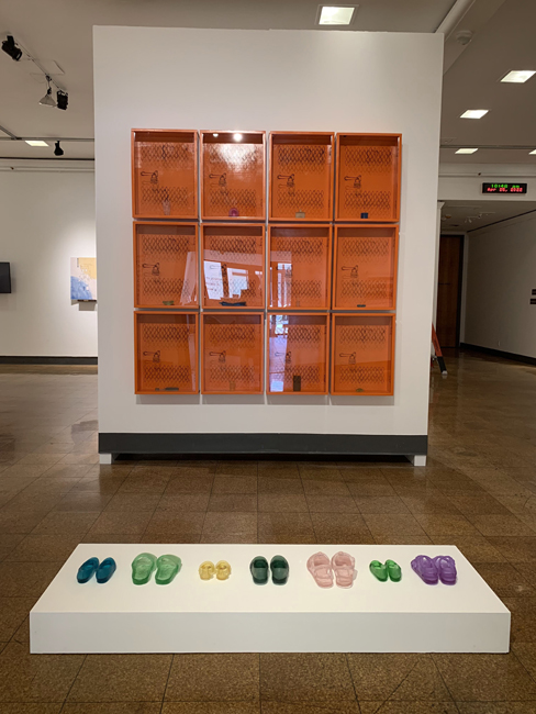 Lockers and glass shoes by Perla Segovia