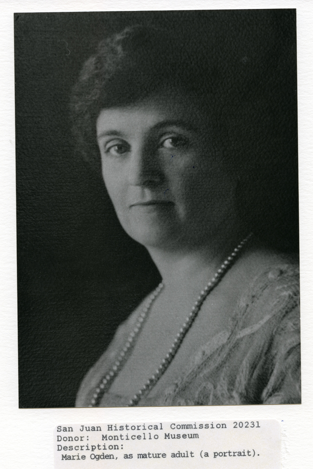 A black-and-white portrait of Marie Ogden.Courtesy of the San Juan County Historical Commission.