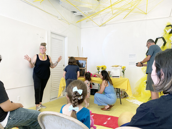 Mona Chambers leads an all-ages workshop at Snakebite Creation Space
