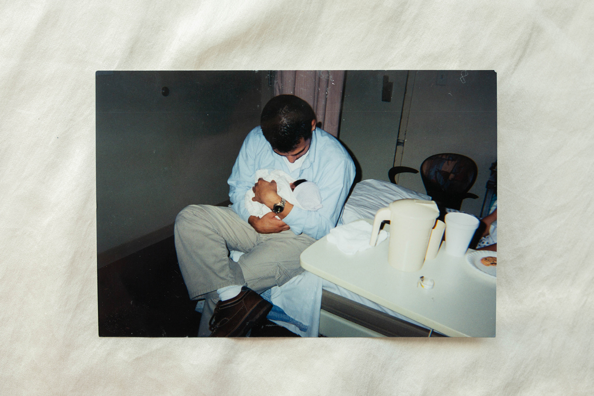 Jacey Coca, splitting cells, untitled #1–3, photograph of a man holding a newborn baby