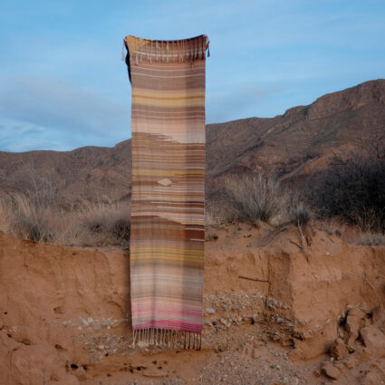 handwoven organic cotton-linen and raw silk weaving by Jeannie Ortiz