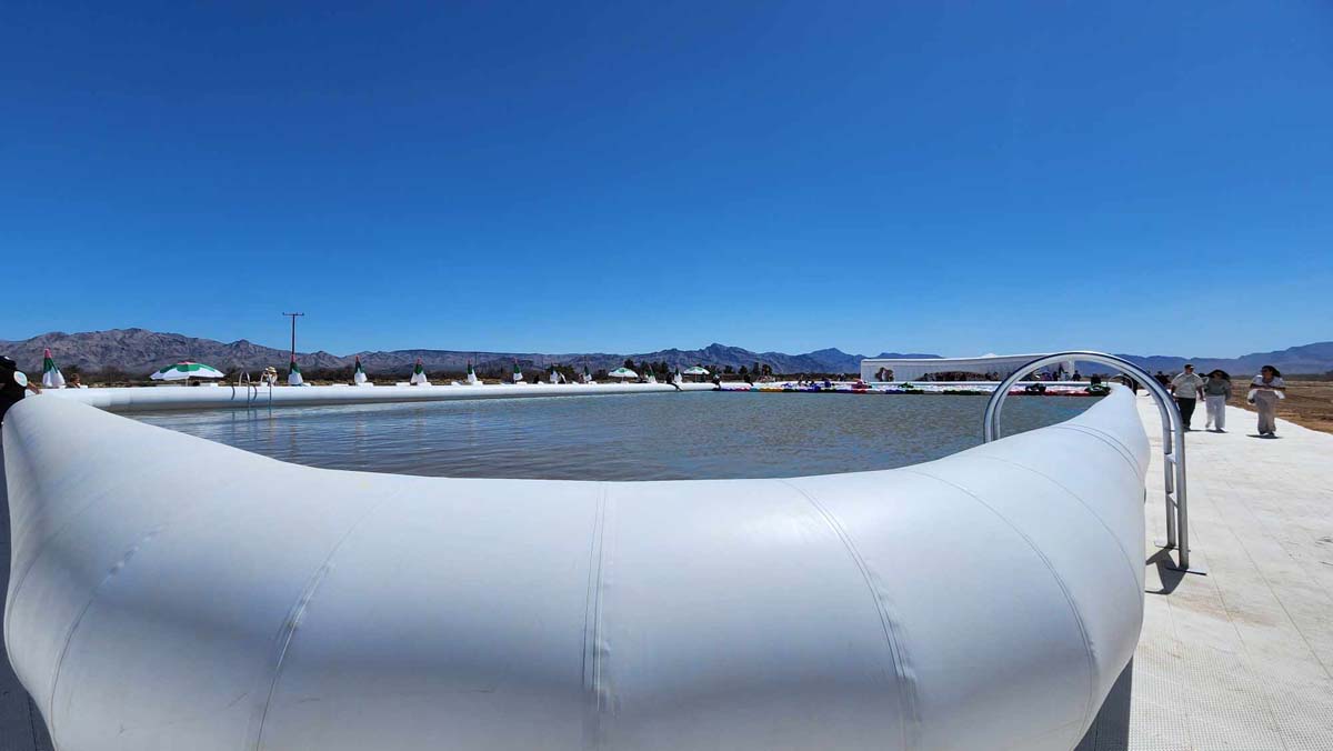 Giant pvc inflatable pool in Nevada desert