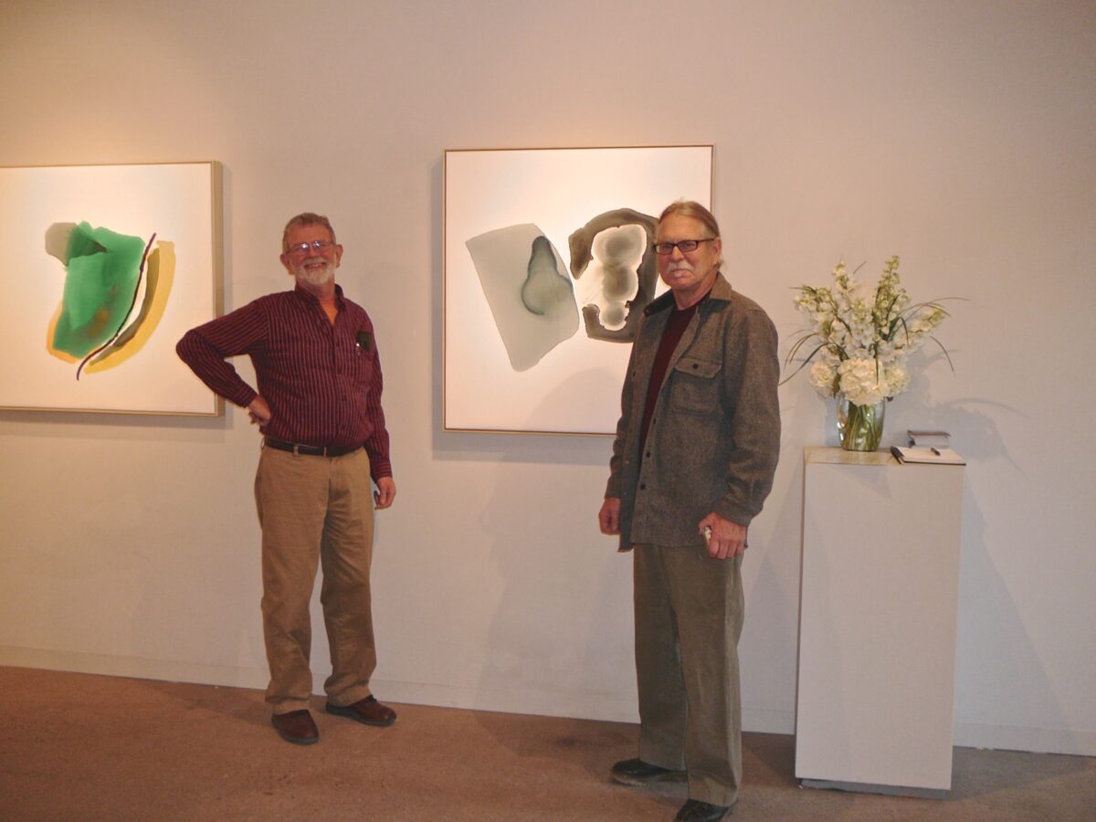 Installation view with Exhibit/208 founders Russell Hamilton and Kim Arthun