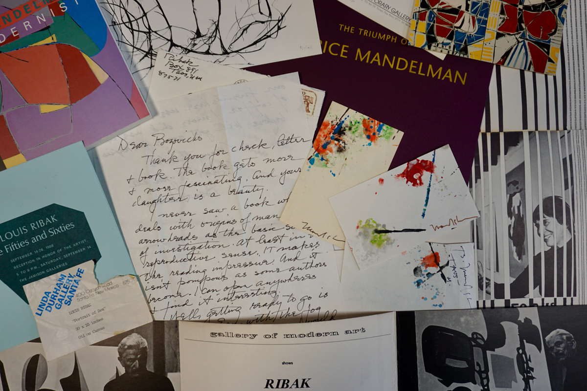 A pile of letters and ephemera charting a 25-year relationship between one family and Taos-based modernists Beatrice Mandelman Louis Ribak.