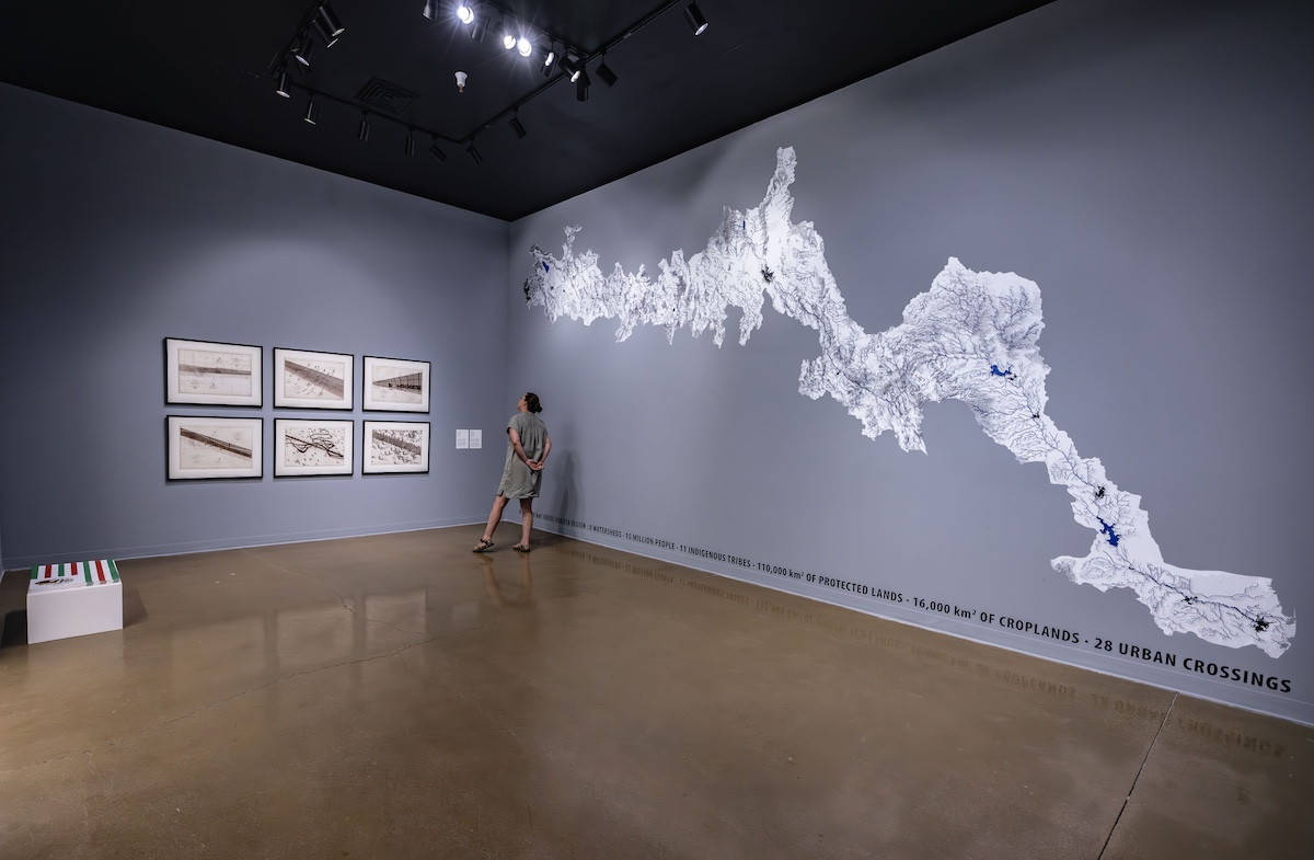 Installation view of In the Shadow of the Wall