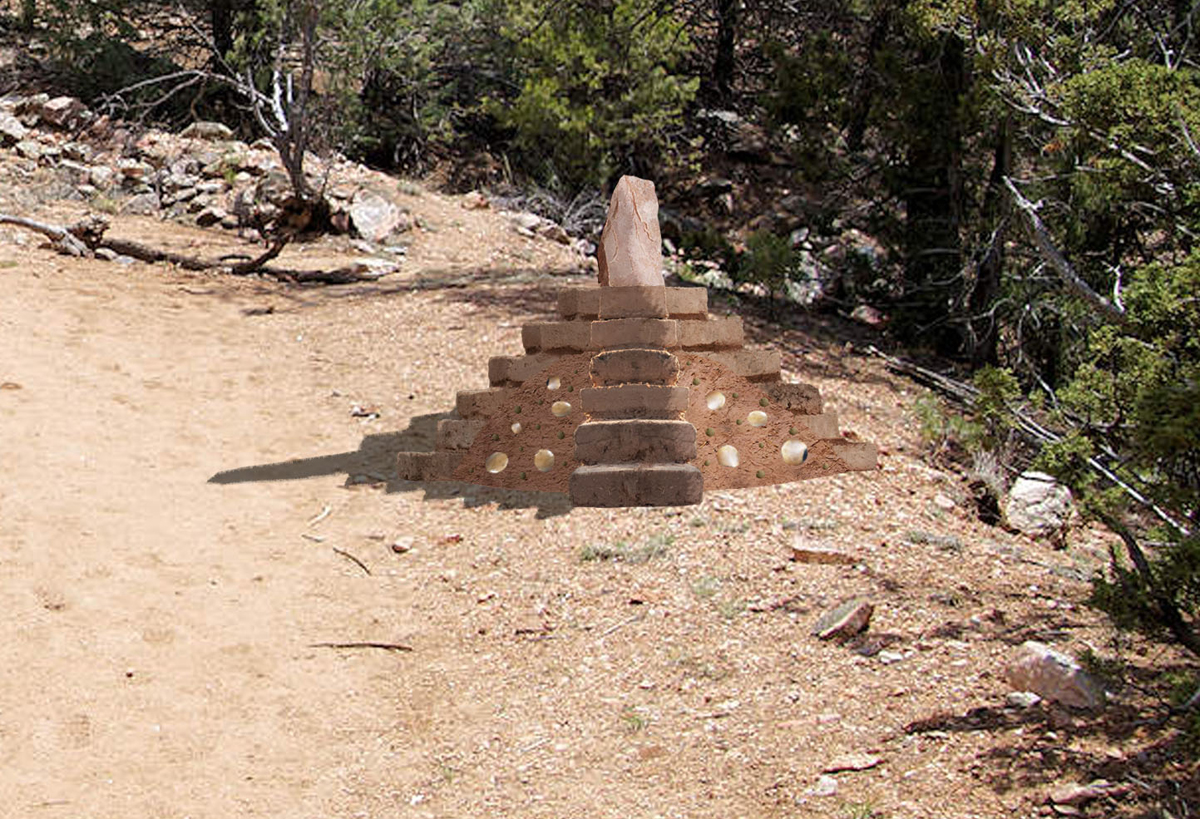 A diminutive earthwork by Ruben Olguin, one of many Indigenous artists exhibiting in conjunction with this year's Santa Fe Indian Market.