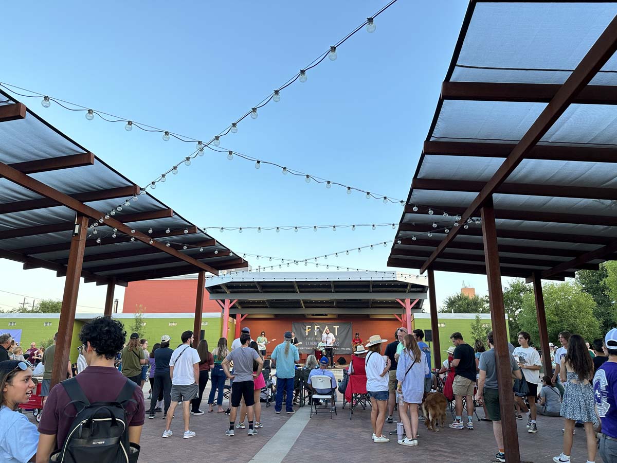 The LHUCA Plaza during First Friday.