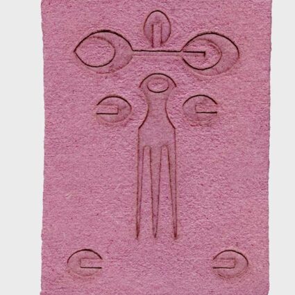 Pink embossed handmade paper.