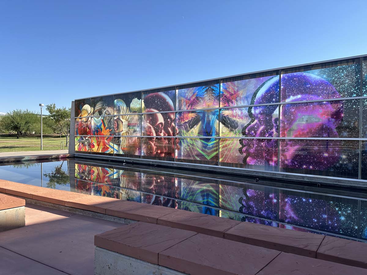 Stacey Robinson’s Let Us Reflect Us (2024) mural commissioned by Tempe Center for the Arts 