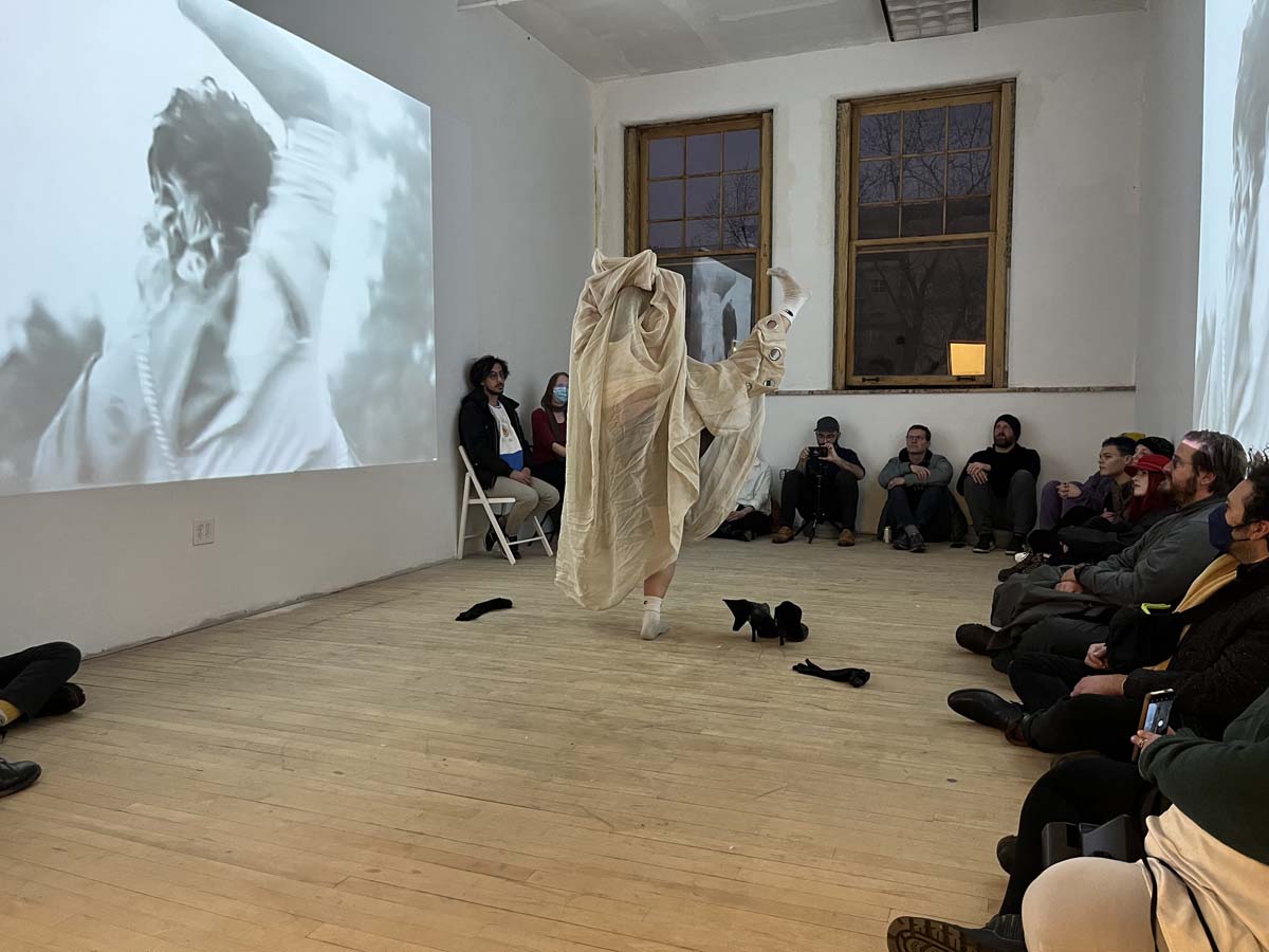 María Paula Morera with Daniel Vaughn, Osmosis, 2023, performance for Denver Digerati Artist Residency, January 2023. 