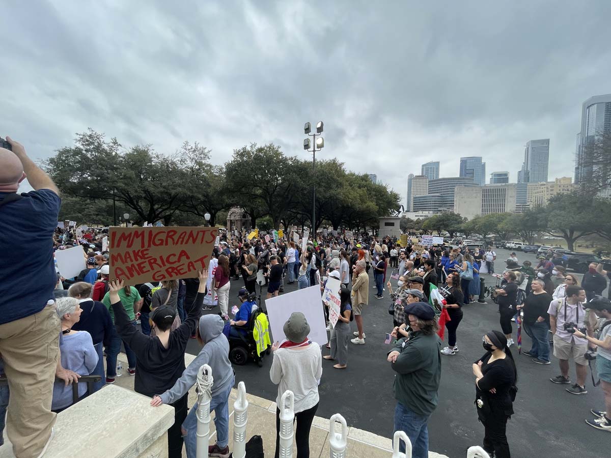 Protesters outside the Texas Capitol.