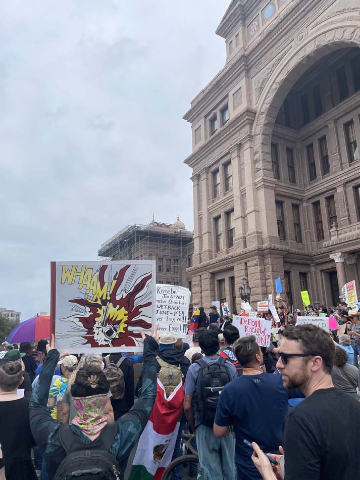 Protestors gathered outside of the Texas Capitol