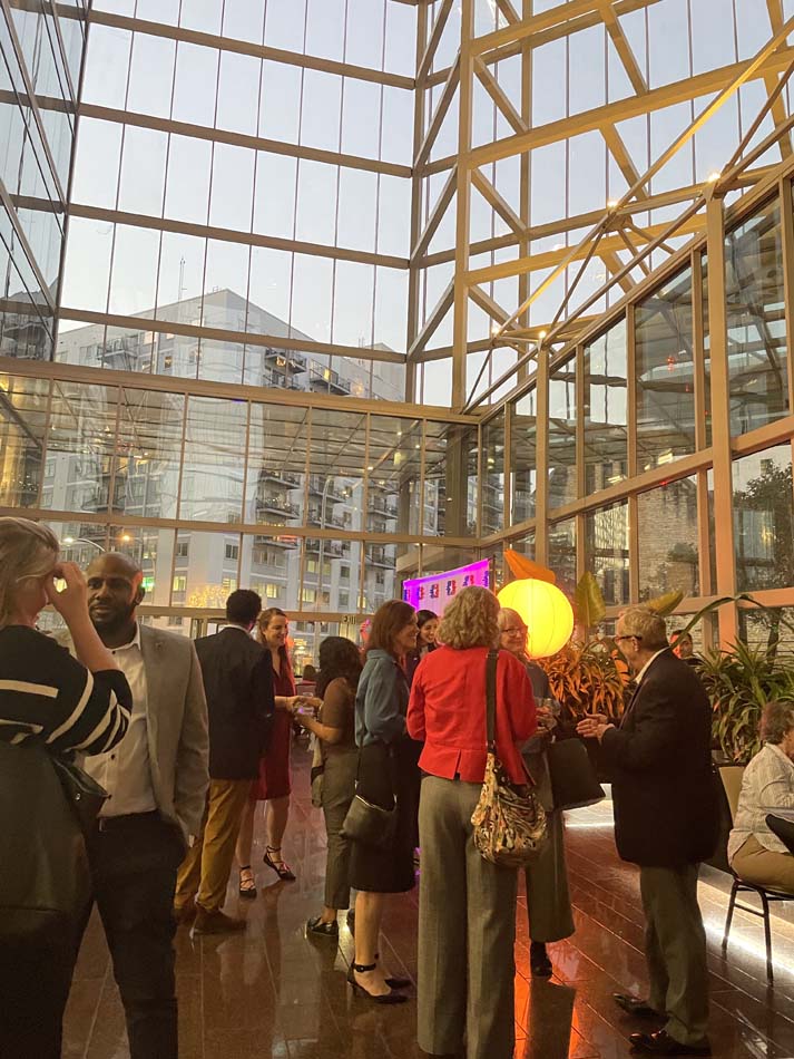 The reception for Texas Arts Advocacy Day held in the Biosphere 2-reminiscent lobby of the Omni Hotel in downtown Austin. 