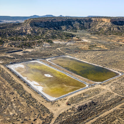 Uranium leaching ponds in New Mexico, photographed using a drone by Shayla Blatchford.